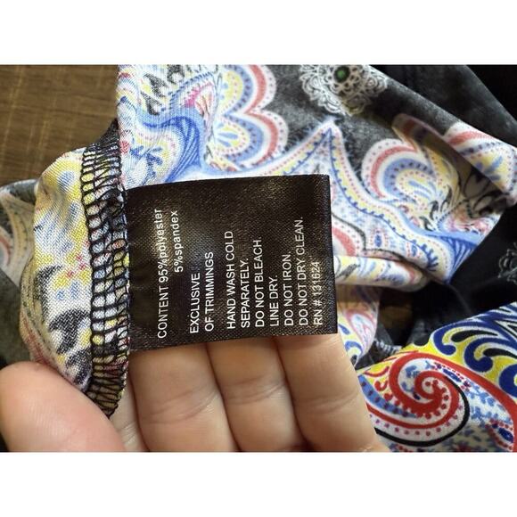 Calessa Women Dress Printed V-Neck Smocked Waist Midi Lounge Colorful Sz X-Large - Picture 6 of 6